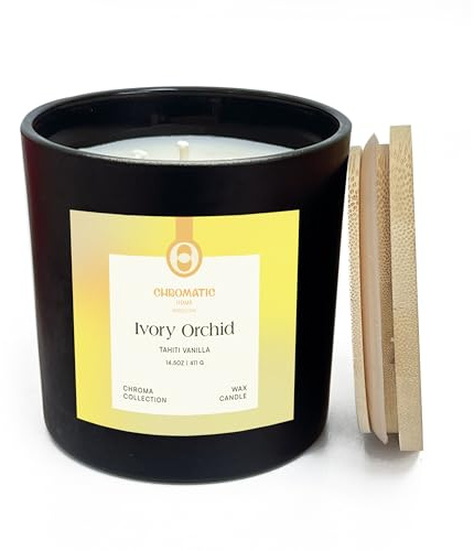 Vanilla Scented Candle for Women, Ivory Orchid 3-Wick Candle for Home Scented with Vanilla, 14.5 oz Coconut Soy Wax Candle with 60 Hour Burn Time