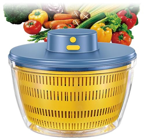 Centrifuga per Insalata elettrica, asciuga Verdure di Grande capacità da 4 Litri, Asciugatura Rapida in 10 Secondi, lavasciuga Insalata Automatica Ricaricabile Tramite USB, centrifuga per lattuga