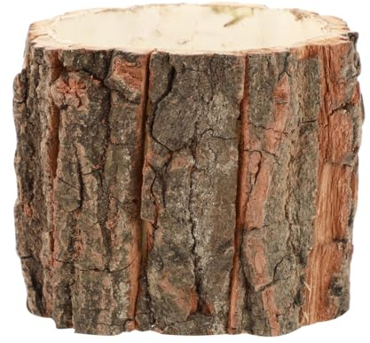 Garneck Kleiner Blumentopf in Holzoptik Mit Rinde - Dekorativer Übertopf Im Baumstamm-Design Für Sukkulenten Und Pflanzen Ideal Für Tisch Und Gartendekoration 9x8x8cm