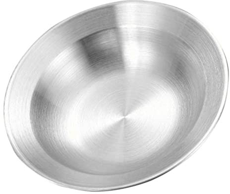 Alipis Plato Ensaladera de Acero Inoxidable para Mezclar y Servir, Cuenco 23 X 23 X 4,5 Cm, Adecuado para Picnics y Almacenamiento de Alimentos