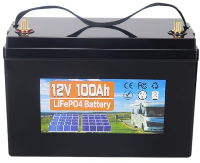 12V 100Ah LiFePO4 Batterie, 100A BMS, 6000-15000 Zyklen Deep Cycle Lithium Akku, MAX 1280W Leistung, Perfekter Ersatz für Blei-Säure Batterien für Wohnwagen, Camping, Solar Home Systeme, Boote