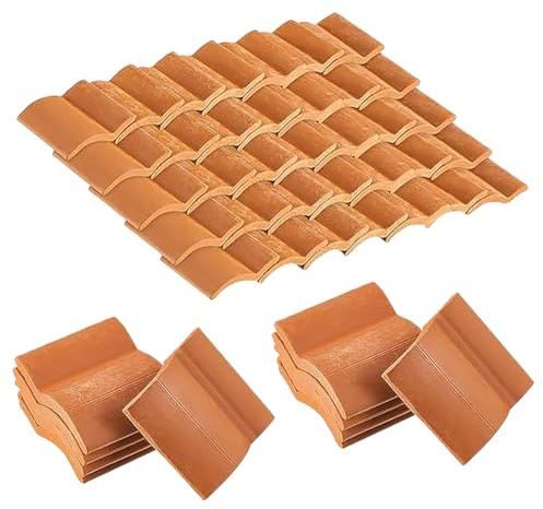 FSSTUD 120 Pcs Miniature Doll House Roof Tiles Small Craft Roof Shingles Clay Roofing Tile Tiny Garden Roof Tiles Mini Dollhouse Shingles Model House Building Supplies for DIY Projects