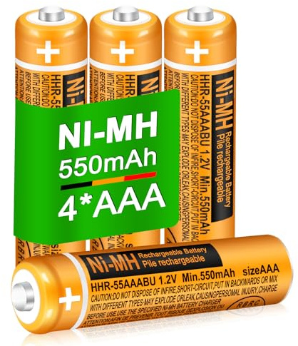 NI-MH AAA Akkus Wiederaufladbar 550mAh HHR-55AAABU für Telefone | 4 Stück 1.2V batterien für Panasonic BT Gigaset Telefone