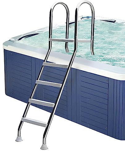 Scala per piscina fuori terra in acciaio inox resistente con pedali antiscivolo per un accesso sicuro e facile alla piscina in cortile o in viaggio
