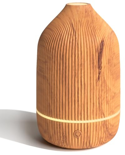 SALUBRITO Essential Oil Diffuser, 100ml Ultrasonic Aroma Diffuser for Essential Oil with Auto Shut-Off, 7 Colour LED Lights, Cool Mist Humidifier for Home, Office, Bedroom, Wood Grain