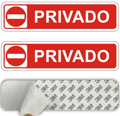 ROUMIO® 2 Piezas carteles propiedad privada autoadhesivas de aluminio - 5 x 20 cm - Cartel privado para zona - Patrones llamativos - Robustos y duraderos (Señal Privado)