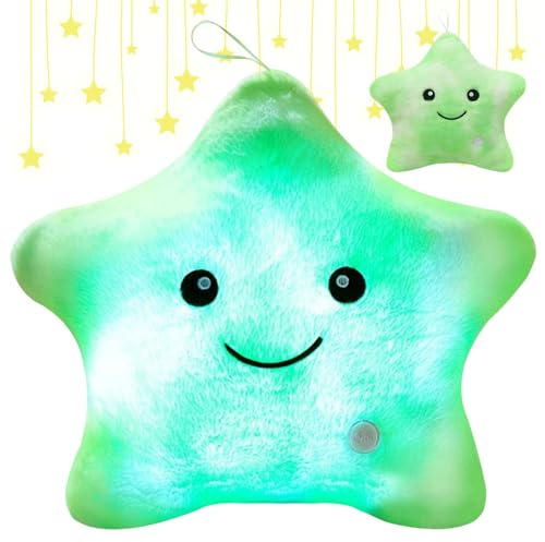 Shengou Weihnachten Kissen Stern LED, kuschelkissen LED,Kissen Deko, Leuchtendes Sternenkissen, Sternkissen Flauschiges, für Weihnachten,Geburtstag,Schlafzimmer Deko