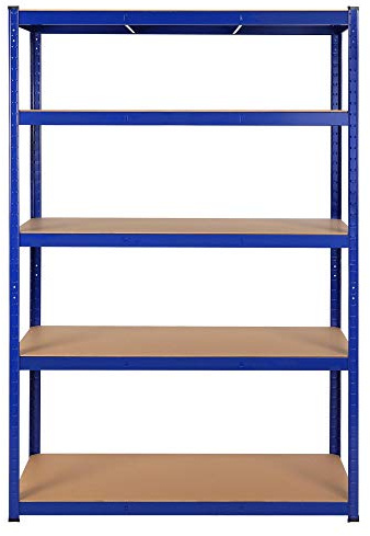 costoffs 5 Tier Storage Shelves, Metal Multipurpose Shelving, Adjustable Racking Shelf Heavy Duty for Warehouse Basement Kitchen, 120x60x180cm Blue