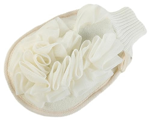 SOESFOUFU Double-sided Exfoliating Shower Glove Made of Flax for Bathing and Exfoliating Treatments, Featuring Easier Back Scrubbing for Effective Body Skin Peeling
