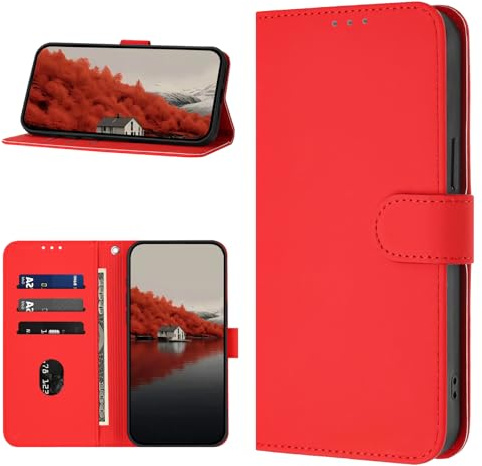 YIRRANZD für iPhone 12 / iPhone 12 Pro Hülle, Klapphülle Premium PU Lederhülle [Kartenfach] Schutzhülle, Stoßfeste Flip Wallet Case für iPhone 12 / iPhone 12 Pro Handyhülle (Rot)