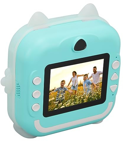 SENECESLI Instant Print Camera for Kids, 24MP Multi Zoom Cartoon Smart Kids Instant Camera, Thermal Print Digital Mini Camera with Environmental Friendly Abs and Silicone Material (Blue)
