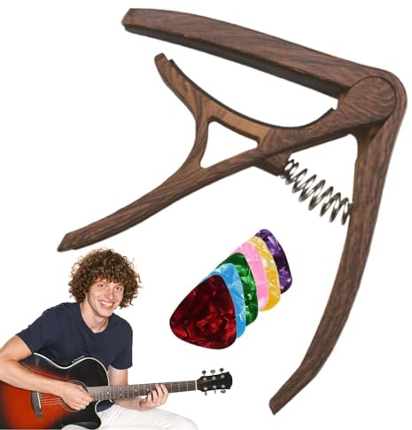 Akustikgitarren-Capo Stimmgerät-Klemmclip Tragbar Schnellwechsel Leicht | E-Gitarrenkapodaster mit 6 Plektren für Anfänger, Männer, Frauen, Spieler, zum Üben, Proben und für Auftritte