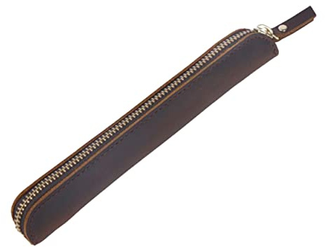 Alipis Bolígrafos Diseño Retro con Cremallera Estuche de Cuero Genuino para Hecho a Mano, Compacto y Portátil para Uso Diario en Oficina y Universidad