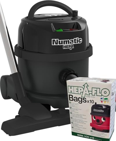 Hepa Vacuum Cleaner PPR170H HEPA13 Filtration Dry Cylinder Numatic Henry Hoover - Asthma Pet Allergies Hay fever Dust Mite Mould Spores - Avern (PPR170H Hepa black + 10 Bags)