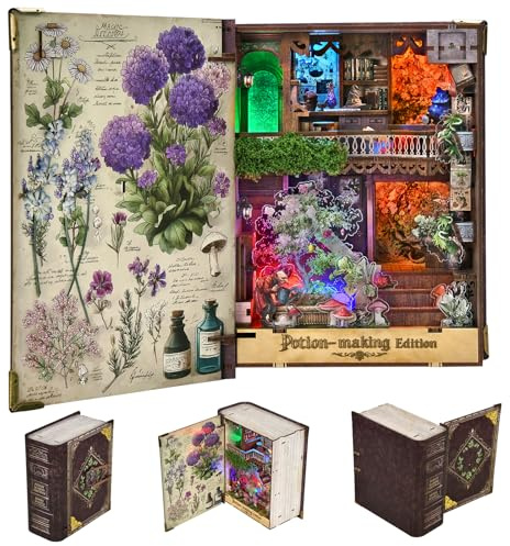 MiniCity Zaubertrank-Kurs Book Nook Bausatz, Miniaturhaus aus Holz | Zaubertrank-Kurs zum Selberbauen: 229 Teile, LED-Licht, Staubschutz, Kleber und Werkzeug; DIY-Projekt 4–6 Std., ab 14 Jahren.