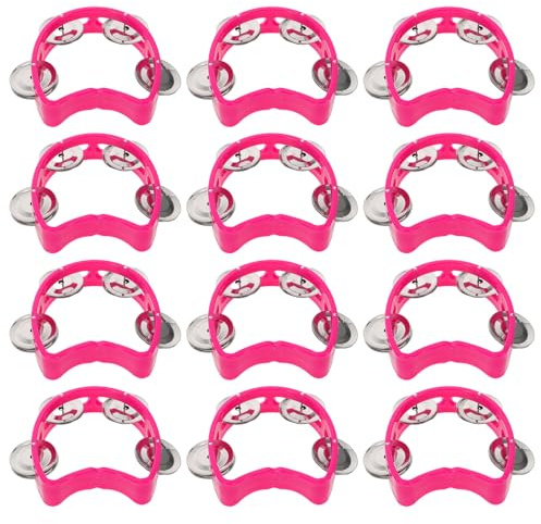 Healifty 12 pièces Tambourin Main Plastique avec Clochettes Instrument de Percussion pour Activités Musicales Garçon Fille et Adultes Apprentissage Rythmique Groupe Facile à Nettoyer pour