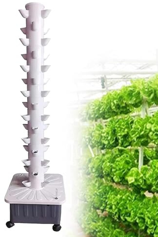 Sistema Idroponico A Torre - 15 Piani, 45 Fori, Kit di Coltivazione Verticale per Giardinaggio Indoor, Sistema Acquaponico, Giardino Idroponico Salvaspazio