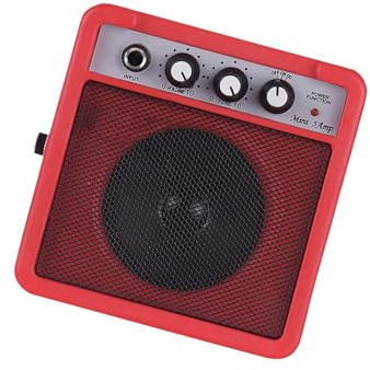 CHICIRIS Gitarrförstärkare Mini Gitarrförstärkare 5W Bärbar Högtalare med Volym Tone Overdrive 3,5 Mm och 6,35 Mm Hörlursutgång för Nybörjare Som Reser (Röd)