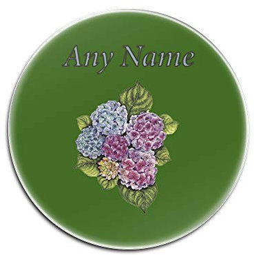 Personalised Gift - Set of 4 x Colour Hydrangeas Round Glass Coaster (Nature Plants Design Theme, Colour Options) Any Name/Message Unique - Mat Pad - Endless Summer Forever Ever Together Hortensia