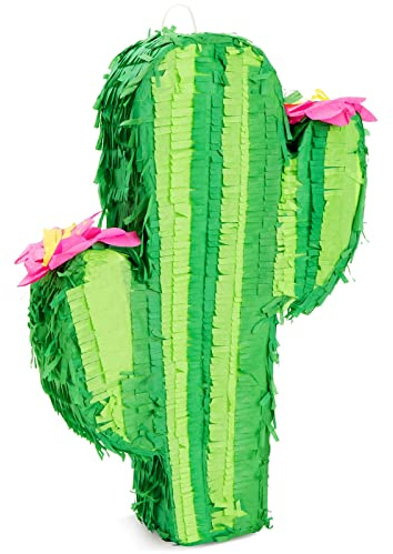 Juvale Cactus Pinata for Taco Party Decorations & Adult Party Decorations - Durable Corrugated Paper with Easy Top-Fill Opening - 16.5 x 11.5 x 3 In, Green