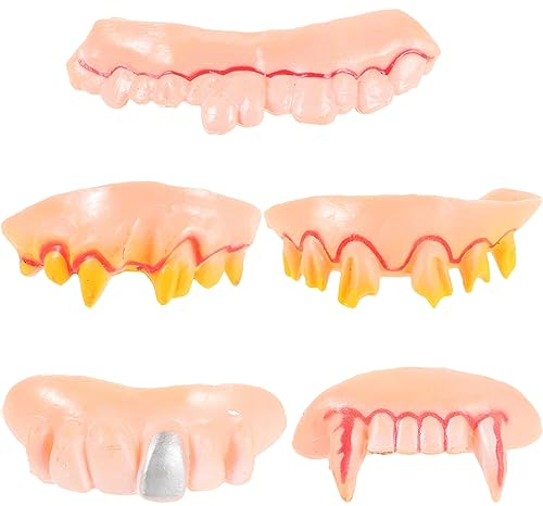 Lurrose Lustige verrückte Gummi falsche Zähne Zahnersatz Prop Spielzeug für Aprilscherz/Ostern/Halloween/Maskerade Kostüme Requisiten - 5 Stück/Set (zufällige Form)