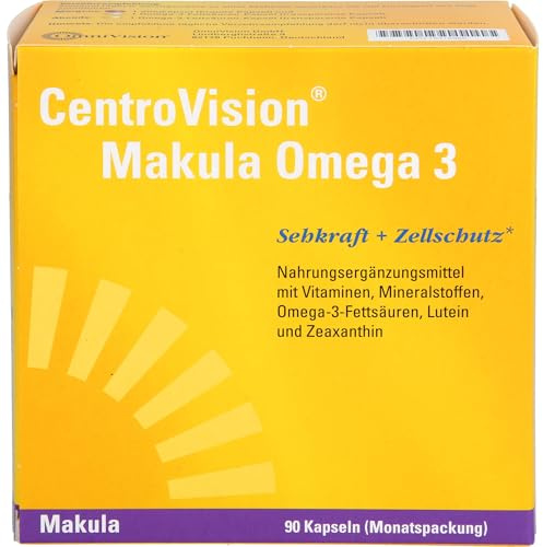 CentroVision Makula Omega 3 - Zur Erhaltung der normalen Sehkraft, Nahrungsergänzungsmittel für die Augen mit hoher DHA EPA Konzentration und essentiellen Nährstoffen, 90 St.