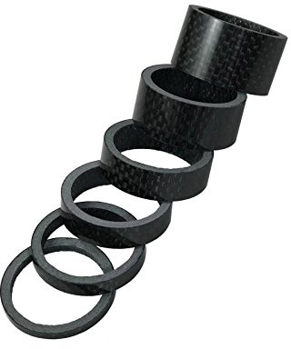 CarbonEnmy 6er Set Carbon Spacer 1 1/8 (28,6mm) – Ultraleichte Spacer 3/5/8/10/15/20mm für MTB & Rennrad – 3K Glossy – Deutscher Händler