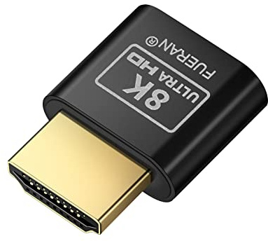 FUERAN 1 émulateur d'affichage fantôme 3ème HDMI sans tête en aluminium PC 8K @ 60 Hz (7680 × 4320–60 Hz)