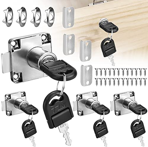 OLRWSLG 4 Stück Möbelschloß Zylinder Schrankschloss Möbelschloss mit Schlüssel Set für Schubladen & Schränke