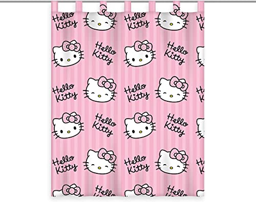 Herding Hello Kitty Vorhang, Polyester, Rosa/Schwarz, 140 x 175 cm