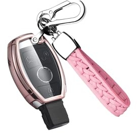 ontto Coque de clé de Voiture pour Mercedes A B C E S Classe CLK ML W164 W245 A209 W204 W212 Accessoires de télécommande Coque TPU Porte-clés Protection de clé 2/3 Boutons Rose