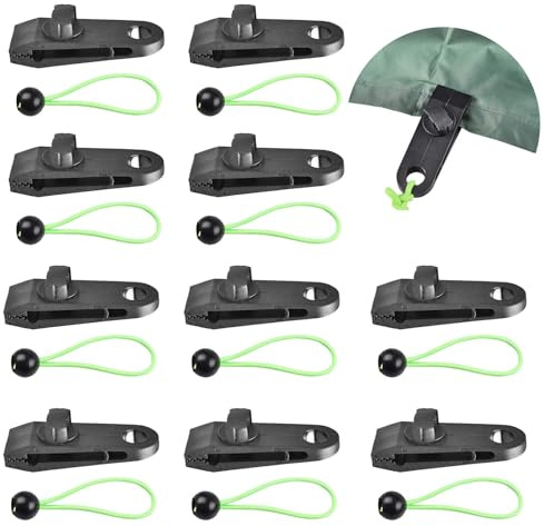 10 Stück Kunststoff Planenspanner Zeltplanen Planenclips Einstellbar Planenbefestigung Zeltspanner Markisenklemme Planenklammern Tarp Clips Mit 10 Bungees Schnüre Für Zelt Camping Vorzelt