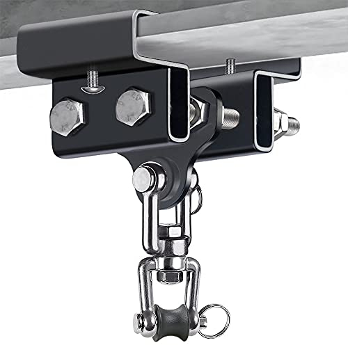 Dolibest Punching Bag Beam Clamp 9.4-17cm, Boxing Bag I-Beam Hanger Heavy Duty Adjustable Steel Beam Clamp Holder Swivel Beam Mount Hook for Muay Thai Training,Double Clamp/900lbs