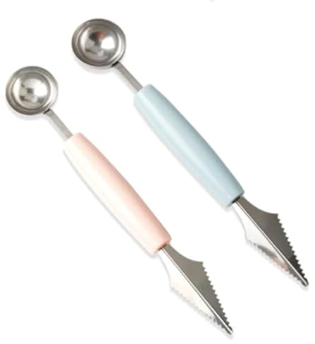 KDDOM 2 Pcs Stainless Steel Melon Baller Scoop,Fruit Decoration Carving Knife for DIY Cutting and Scooping Watermelon,Cantaloupe,Ice Cream