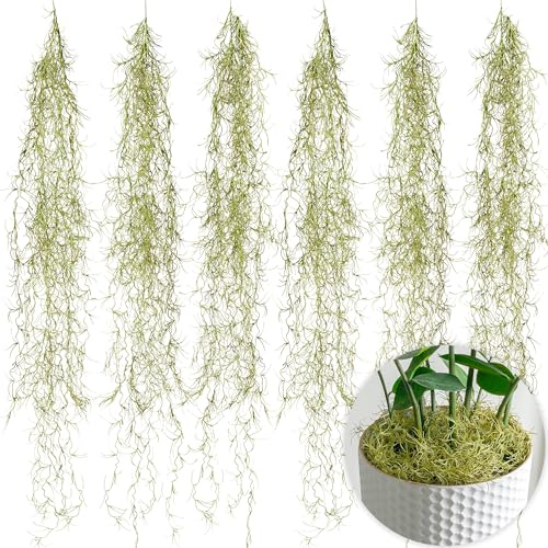 SEEKO Succulents Fake Spanish Moss 6 Pack, 33 – Premium Artificial & Faux Moss Decor
