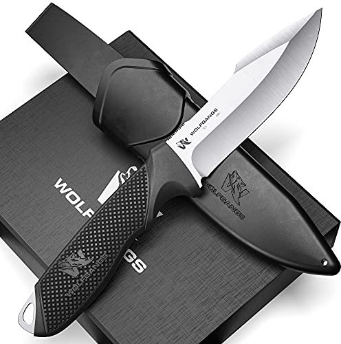 ODENWOLF W1 Couteau de survie D2 lame fixe – Couteau de chasse robuste avec étui – Acier monobloc - Bushcraft outdoor premium pour camping et nature