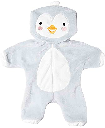 Heless 2198 - Overall für Puppen im Pinguin-Design, kuschelweicher Einteiler mit Kapuze und Reißverschluss, Größe 35 - 45 cm