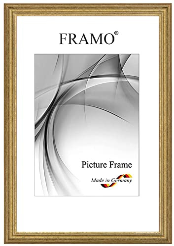 FRAMO Barock Bilderrahmen 50 x 50 cm aus Massivholz quadratisch | Alt-Gold | Farbe/Größe wählbar | Retro Vintage Antik Rahmen N°086