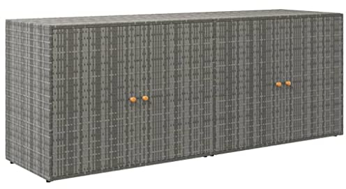 vidaXL Gartenschrank Geräteschrank Haushaltsschrank Aufbewahrungsschrank Beistellschrank Schrank Garten Balkon Grau 198x55,5x80cm Poly Rattan