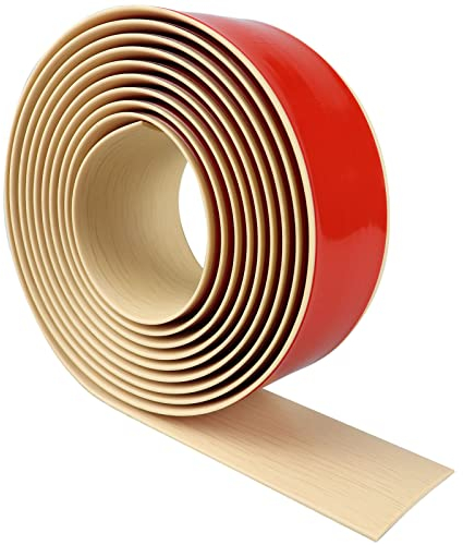 Übergangprofil selbstklebend Vinyl Übergangsleiste Bodenleiste Fußböden Abdeckleisten Holzmaserung Abdeckleisten für Fußböden Übergangsleisten Laminat Ausgleichsprofil (Beige, 600×5cm)