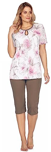 e.FEMME® Olivia 1109 Pyjama à manches courtes en coton pour femme, Hortensia rose, 50