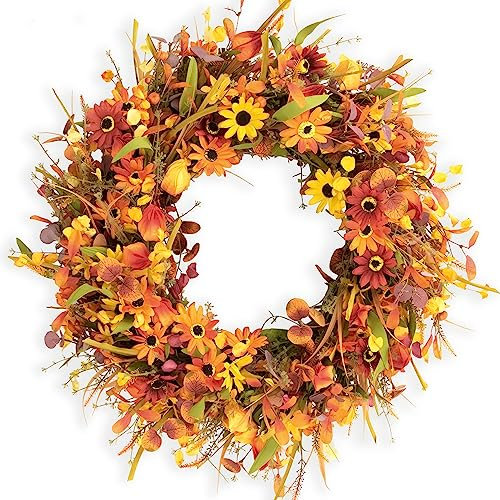 24 Inch Fall Wreaths for Front Door Fall Door Wreath Rustic Autumn Wreath