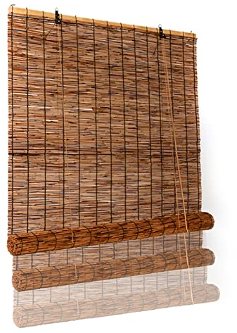 CcacHe Bambus Rollo Outdoor Retro Bambusrollo Sichtschutz Fenster-Rollo Bambus Für Innen Und Draußen, Wetterfest Bambus Raffrollo Jalousie Für Tür & Fenster, Breite: 40-160cm Länge 60-350cm