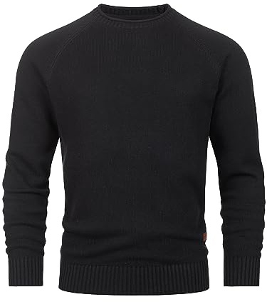 Indicode Hommes INMassum Knit Sweater | Pull en Maille Fine à Encolure Ronde Black L