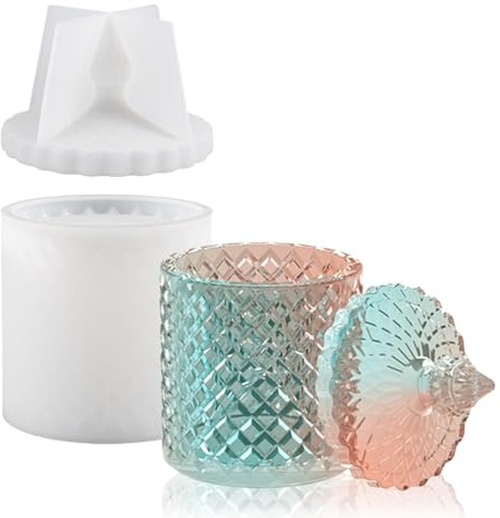 BIGEBO Large Resin Box Molds with Lids, Silicone Storage Box Mould Jar Resin Molds Silicone Jewelry Box Case Moulds for Epoxy Resin Casting DIY Resin Crafts Jewelry Trinket Container Candle Making