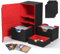 LIFEDYLUK Deck Box Kompatibel mit MTG YGO PTCG PKM TCG Commander mit Würfel Tray und Trennfächer, Sammelkarten Box für 200+ Karten, Magnetic Deck Case für Magic the Gathering(Schwarzrot)
