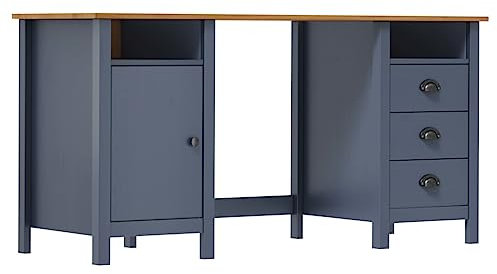 ULUYYUC Spieltische Schreibtisch Regale Schreibtische Sekretär SchreibtischeSchreibtisch Hill Grau 150x50x74 cm Massivholz KieferGeeignet für Arbeitszimmer, Büro, Wohnzimmer