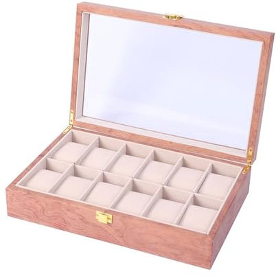 Wachkastenorganisator für Männer 12 Fächer, großes Fassungsvermögen, Uhren-Aufbewahrungsbox, multifunktionale Uhren-Aufbewahrungsbox, Uhren-Display-Tablett, Uhren-Aufbewahrung Vitrine für Herren-/Dame