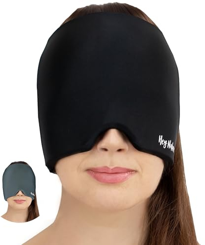 Hey Nature Migräne Maske - kühlende & wärmende Maske bei Kopfschmerzen | Hilft schnell bei Kopfschmerzen, Sinusitis & Ohrenschmerzen, geschwollenen Augen | kalt + warm anwendbar | Schlafmaske