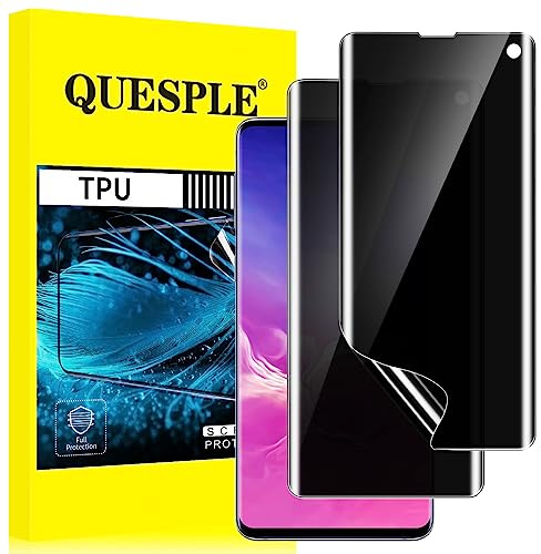 QUESPLE 2 Pezzi Privacy Pellicola Protettiva per Samsung Galaxy S10 6,1 Pollici, 3D Copertura Completa Protezione Schermo per Samsung S10, Anti-Spia TPU Film Pellicola,Supporto Impronta Digitale